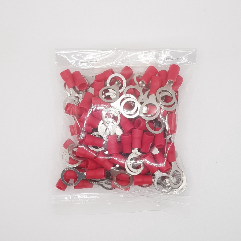 100 Đầu cos tròn RV2-8, đầu cos chữ o, RV2-8, đầu cos dây điện, đầu cos tròn