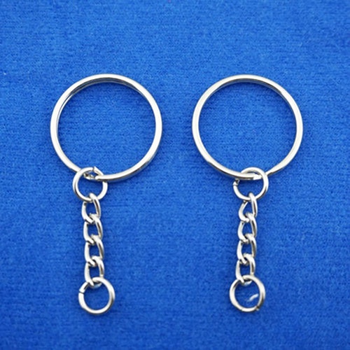 Set 10 vòng móc khóa tròn có dây xích tiện lợi