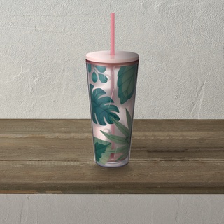 [LIFEMCMBP4 -12% đơn 250K] Ly Cold Cup Starbucks 20Oz (591ml) Plastic Dews On Leaves