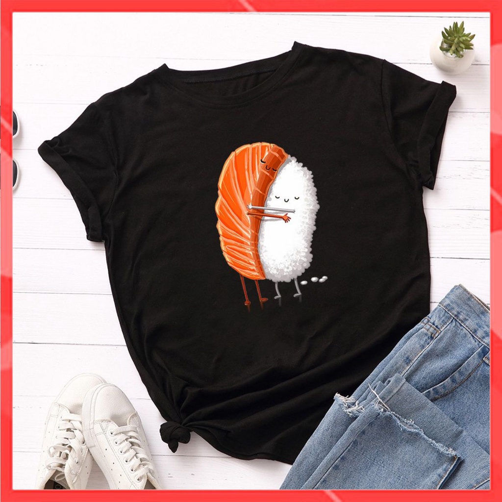 Áo thun phông nam nữ form rộng Familylove - Mẫu áo Unisex Cơm và Sushi chất Cotton 100% cao cấp