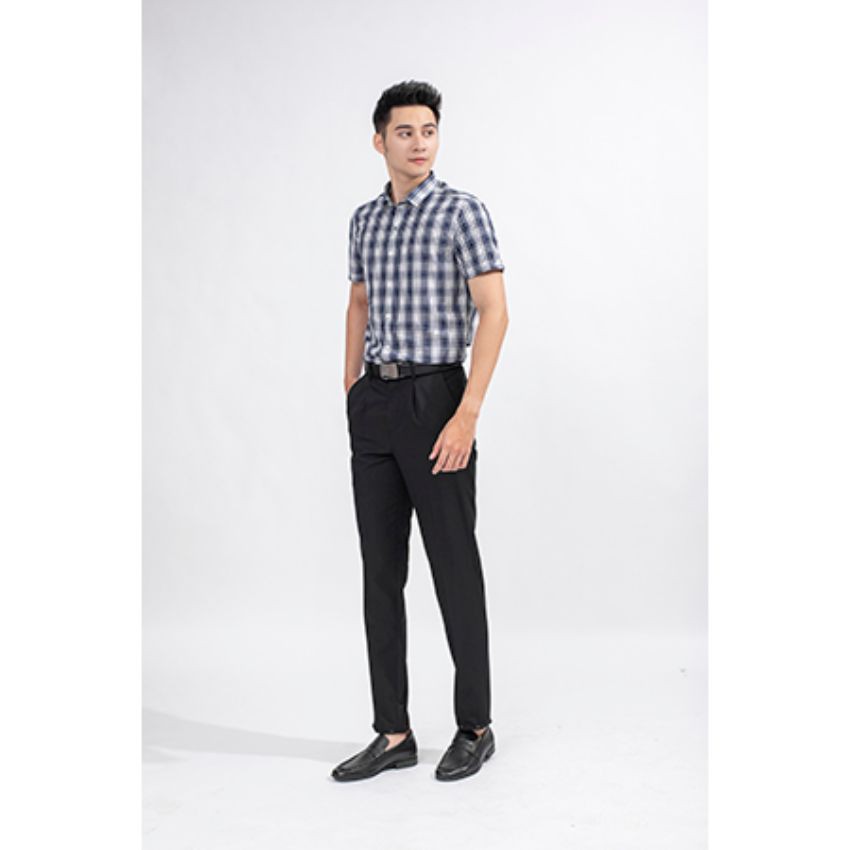 Áo sơ mi ngắn tay Aristino ASS003S9 màu trắng Caro xanh, slimfit, chất bamboo | BigBuy360 - bigbuy360.vn