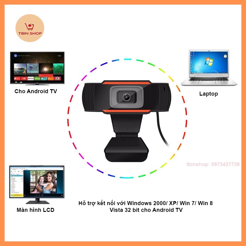 Webcam máy tính Full HD 1080P/720P, webcam laptop, hỗ trợ học trực tuyến, livestream có Mic