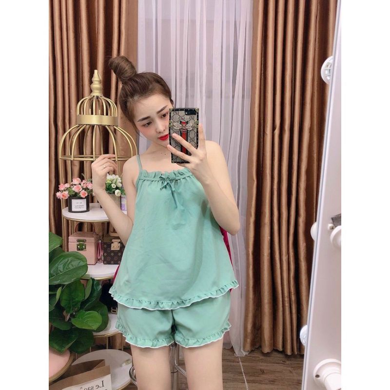 ĐỒ NGỦ 2 DÂY TRƠN MẶC NHÀ CHẤT LỤA MỀM,MỊN - TD TEENSHOP