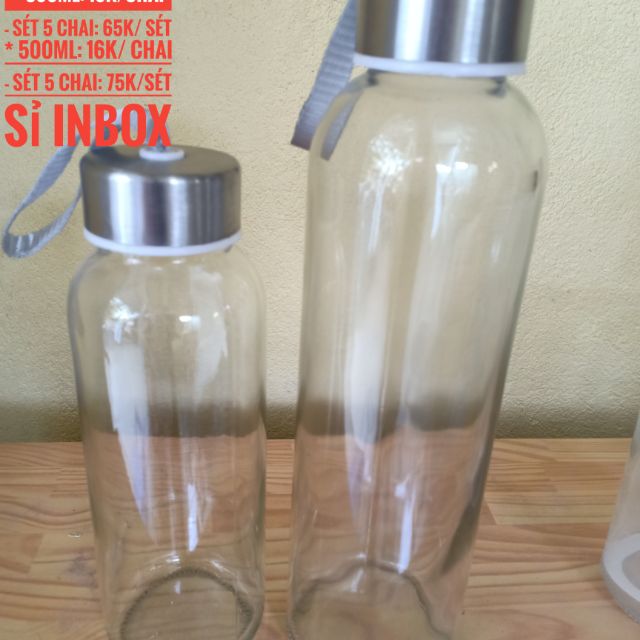 Combo chai thủy tinh có quai : 75k/5c