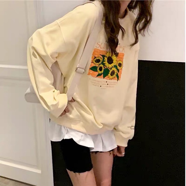 Áo sweater nỉ unisex form rộng SunFlower, thời trang thu đông ulzzang hoa hướng dương Nam Anh 24