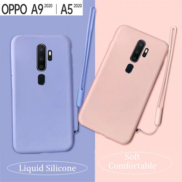Ốp điện thoại silicon mềm màu kẹo xinh xắn có dây đeo OPPO A5 A9 2020 | BigBuy360 - bigbuy360.vn