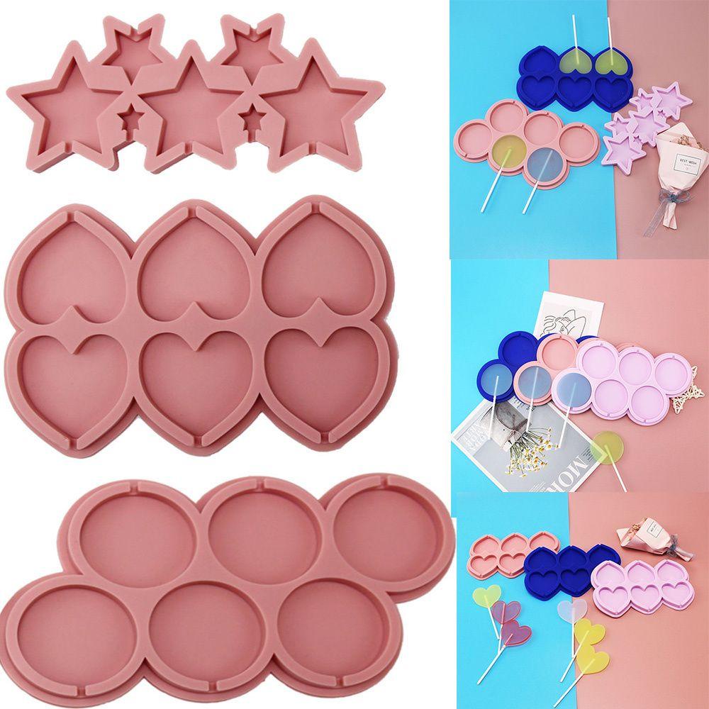 LEISURE Khuôn Silicone Làm Kẹo Mút Hình Tròn / Ngôi Sao / Trái