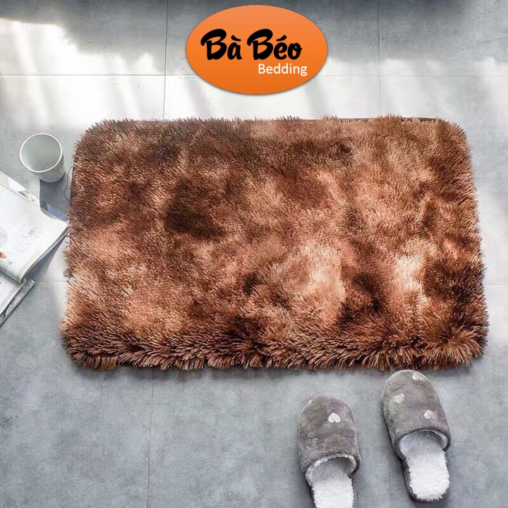 Thảm chân lông xù, Thảm chùi chân, thảm lau chân lông xù loang cao cấp 40x60cm siêu mềm mịn, đế chống trơn trượt, thiết