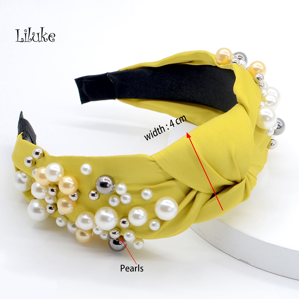 Băng Đô Cài Tóc Đính Ngọc Trai Nhân Tạo Thời Trang Cho Nữ