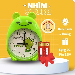 Đồng hồ báo thức để bàn hình chú ếch xanh - Đồng hồ trang trí phòng ngủ bàn làm việc có báo thức chuông kêu to giá rẻ