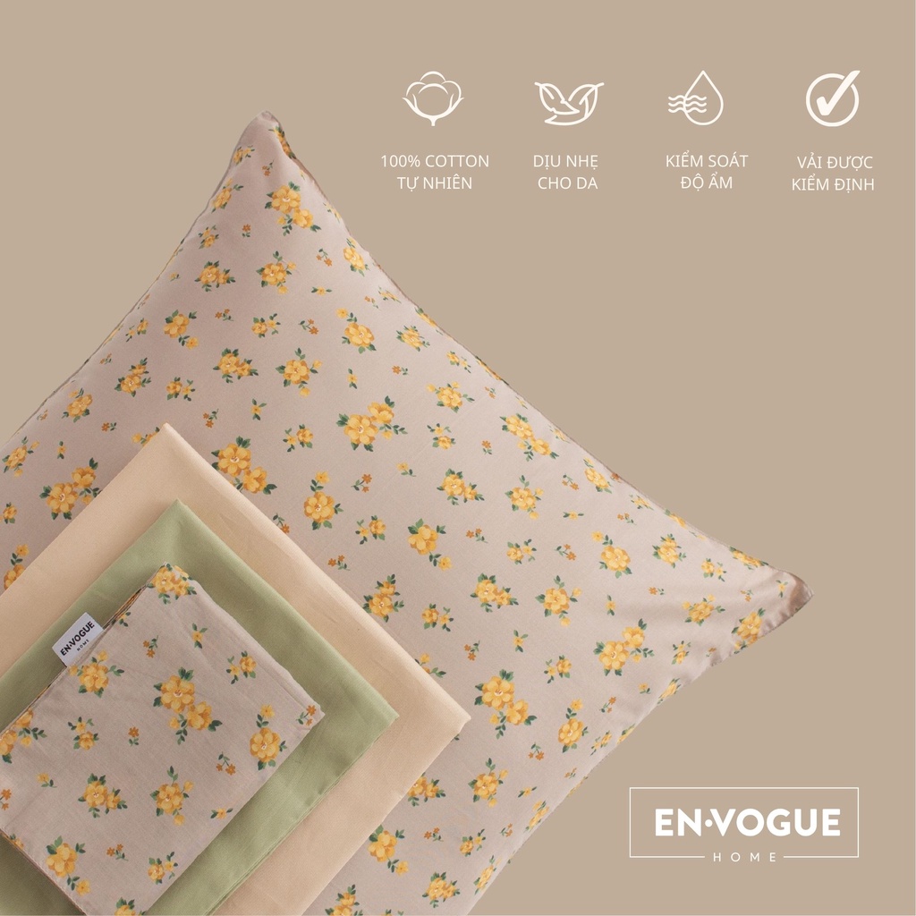 Vỏ gối nằm HỌA TIẾT Cotton Organic Envogue Home  - 1 chiếc