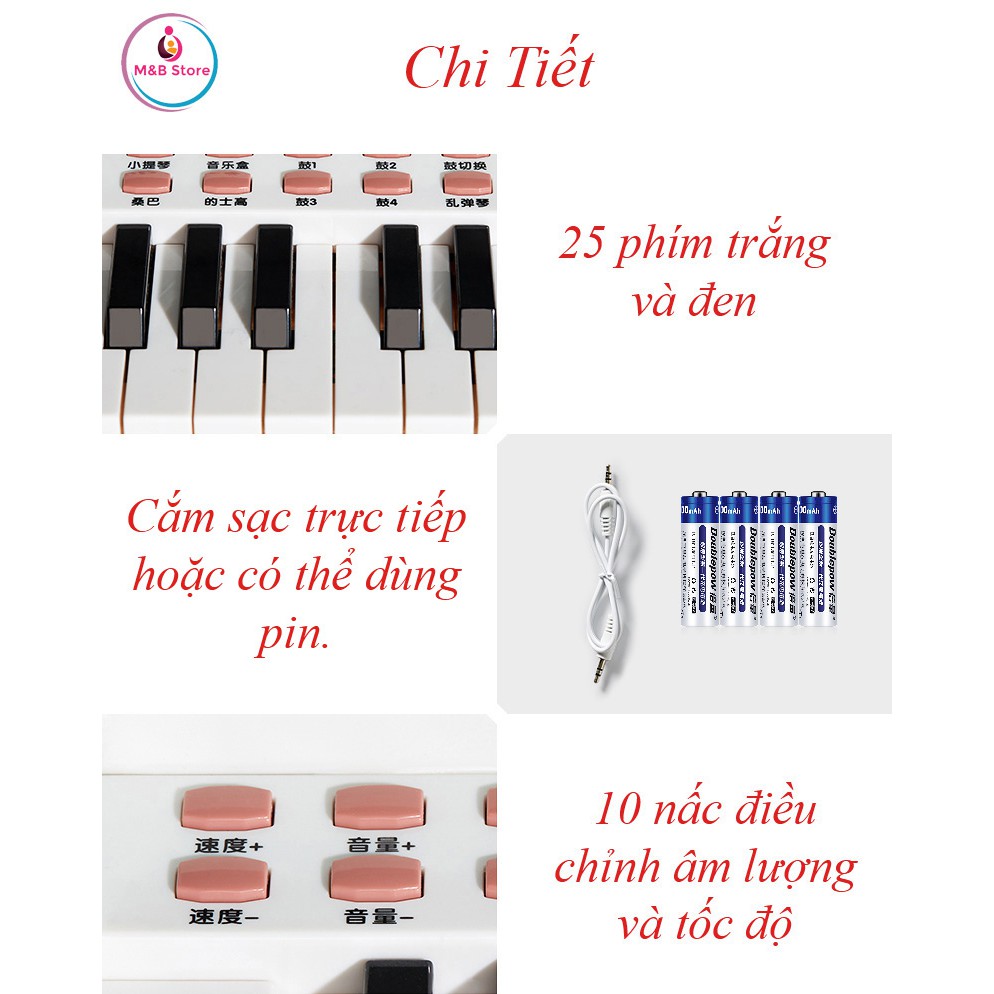 Đồ Chơi Đàn Mini Piano Cao Cấp - KUB, Đèn LED Hướng Dẫn Bé Tập Đánh Kèm Nhạc Mẫu, Chức Năng Ghi Âm, Âm Thanh Cực Hay