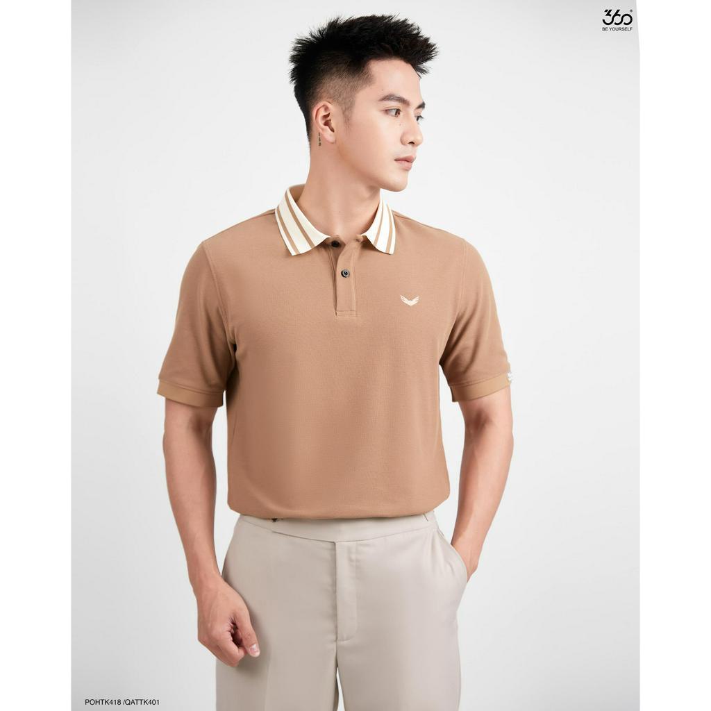 Áo polo nam phối màu thương hiệu 360 Boutique 4 màu trẻ trung chất liệu texture cao cấp - POHTK418