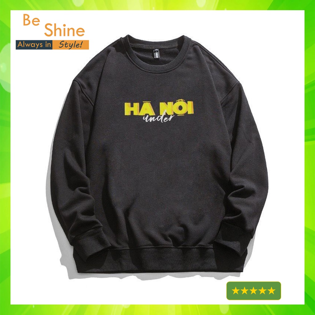 Áo sweater LOGO under Hà Nội Form Rộng Áo nỉ da cá dài tay UNISEX Nam Nữ- In Hình Local Brand