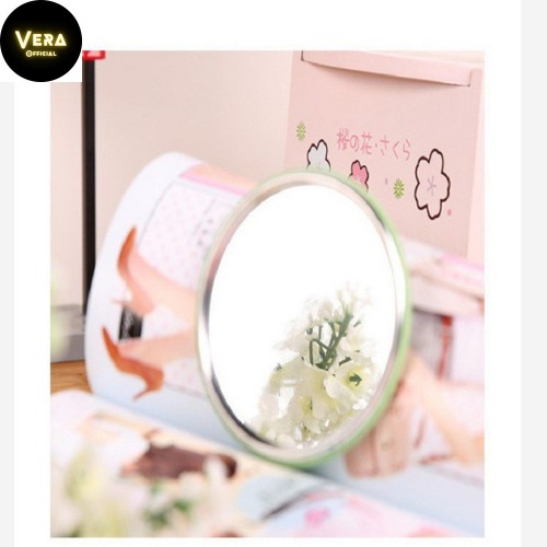 Gương trang điểm mini siêu cute, Gương cầm tay bỏ túi Hàn Quốc tiện lợi viền kim loại_G01