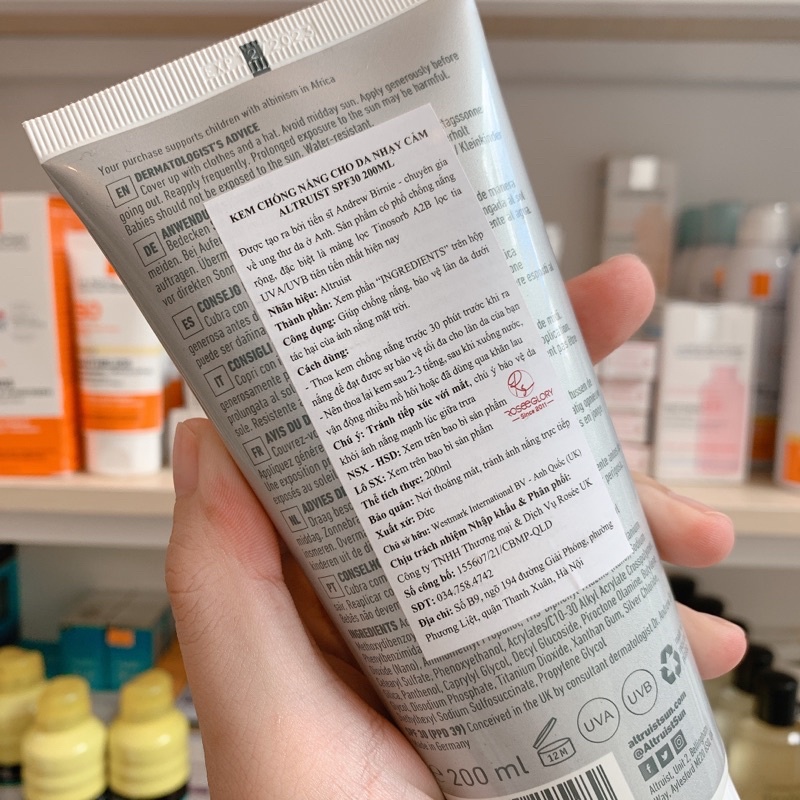 Kem chống nắng Altruist Dermatologist Sunscreen