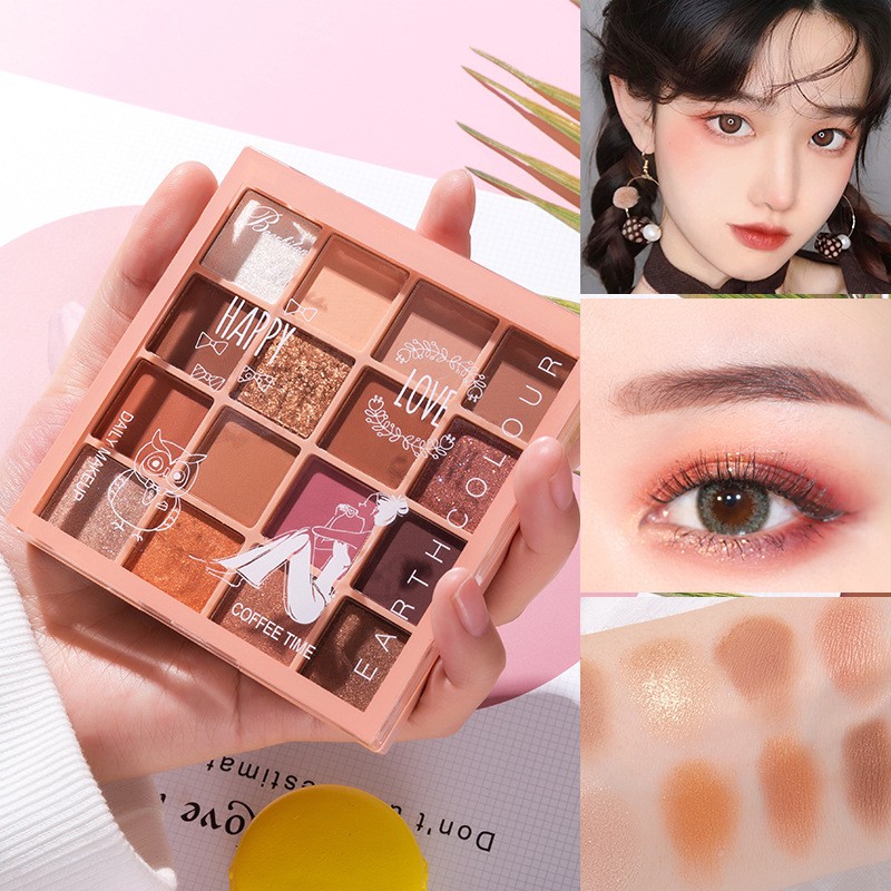 (Hàng Mới Về) Bảng Phấn Mắt 16 Màu Và má hồng lâu trôi chống nước Lì phấn nhũ trang điểm mắt mĩ phẩm nội địa trung | BigBuy360 - bigbuy360.vn