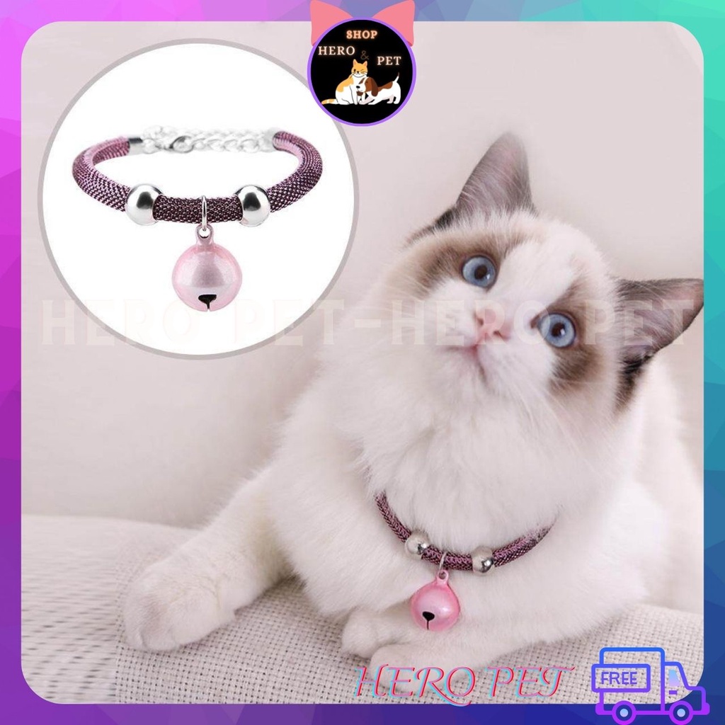 Vòng cổ nhũ có chuông cho chó mèo - Hero petshop