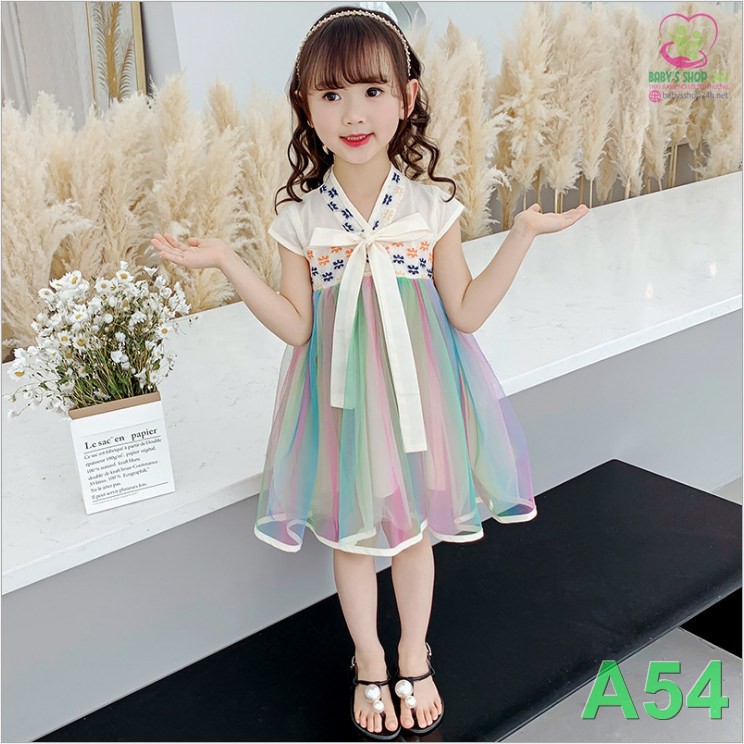 HANBOK BÉ GÁI RAINBOW A54 - Size Đại - Dành cho Mẫu Giáo & Tiểu Học