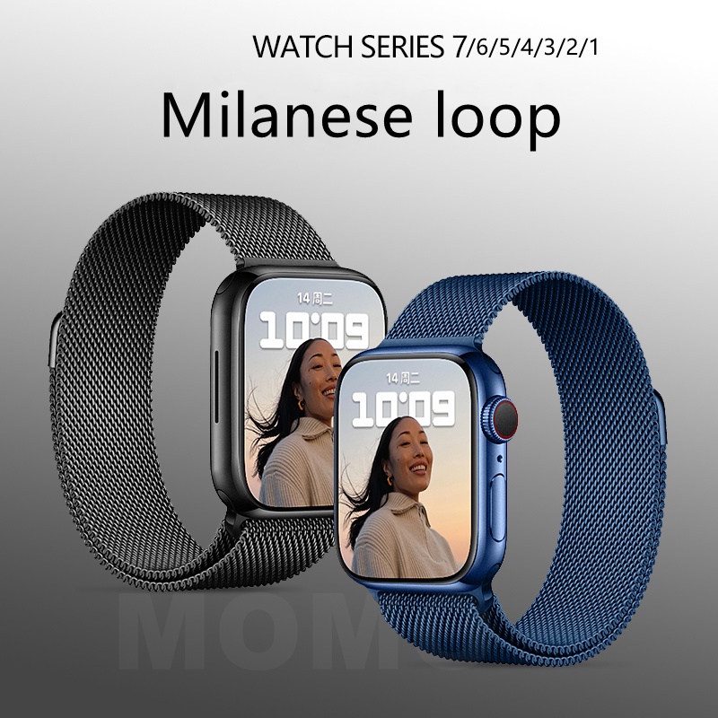 Dây đeo tay Milanese từ tính cho Apple Iwatch series s7 44mm 40mm 7 3 4 5 6 38mm 42mm