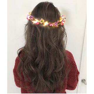 Băng đô đội đầu hình vòng hoa có đèn LED phát sáng cho bé gái