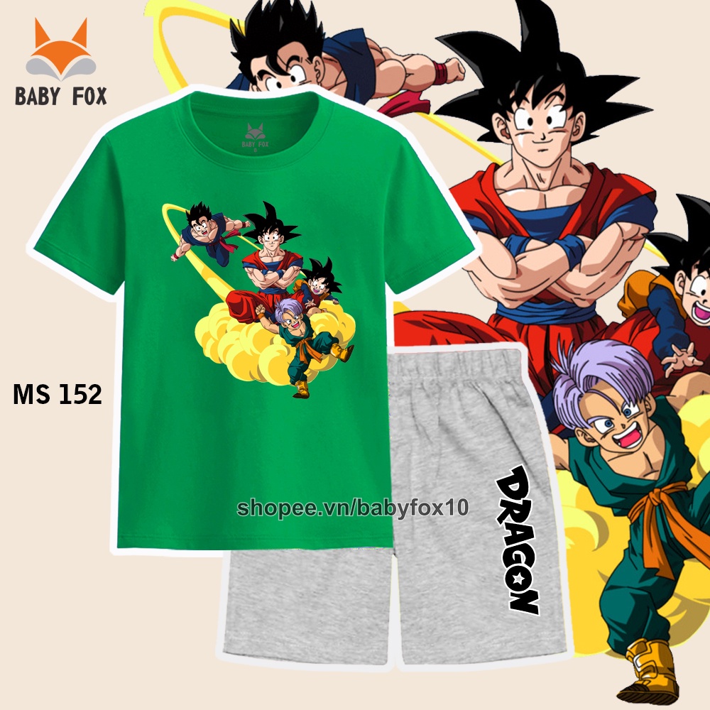 Bộ thun bé trai 100% cotton loại tốt, thương hiệu BABY FOX, hình Dragon Ball nhiều mẫu, size 10-55kg k