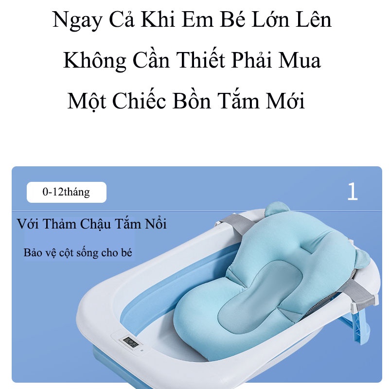 Chậu tắm cho bé, Chậu tắm gấp gọn cho bé, kèm nhiệt kế điện tử và phao tắm, lưới tắm cho bé sơ sinh Babyjoy