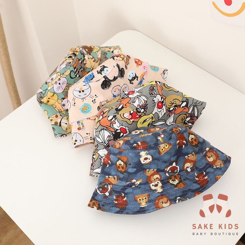 Mũ bucket nhiều hình Động vật xinh xắn chất vải mềm phong cách Hàn Quốc cho bé từ 0-4 tuổi mẫu mới nhất