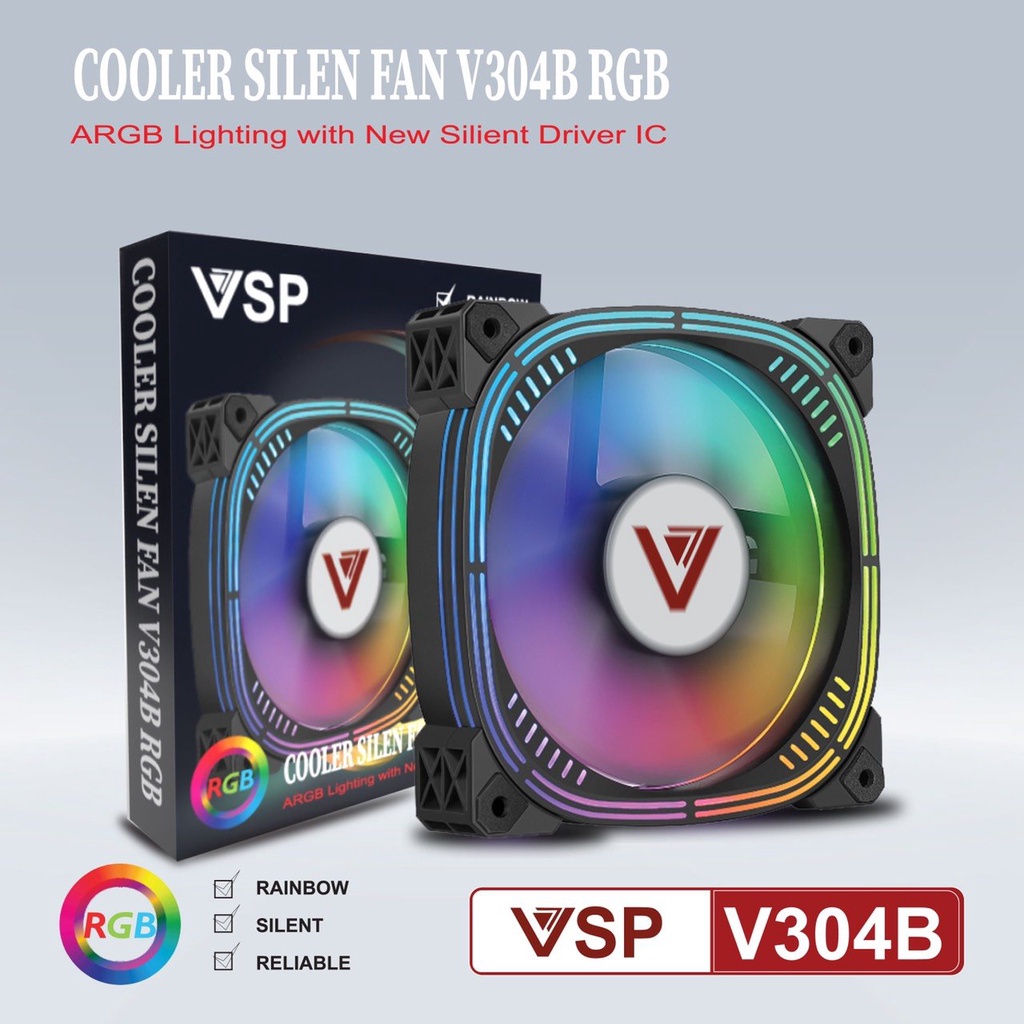 Quạt Cho Case Lắp Máy Pc Fan Case 12cm Led V304 - Chính Hãng Kho Hàng Sỉ Phú Thành