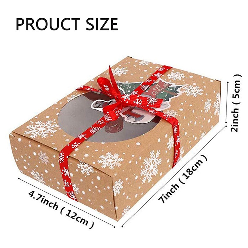 Bộ 24 Hộp Giấy Kraft Đựng Bánh Quy Phong Cách Giáng Sinh