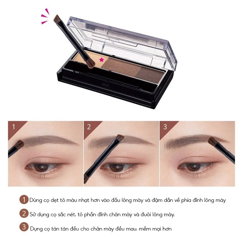 Bột kẻ lông mày Kiss me 3 màu chống thấm nước, siêu xịn bền màu [COCOLUX]
