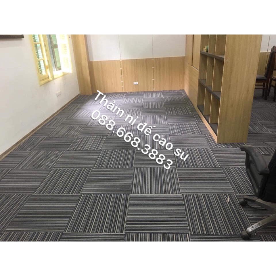 1 Tấm Thảm nỉ ghép đế cao su vân kẻ 50*50 Cao Cấp