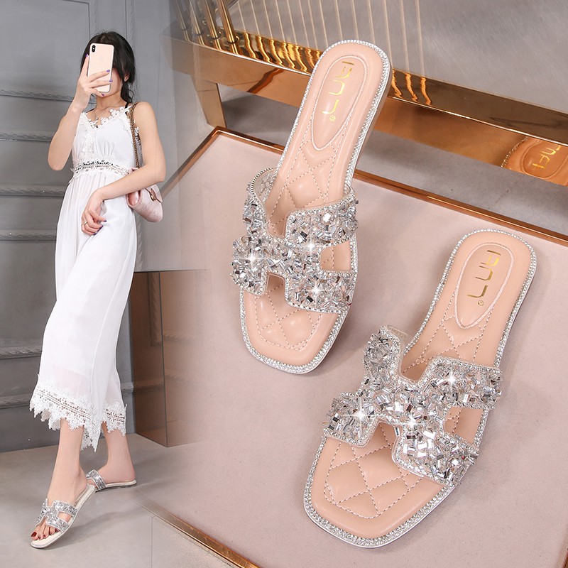 Giày big size nữ 40 - 43 dép nữ big size đính đá sang chảnh