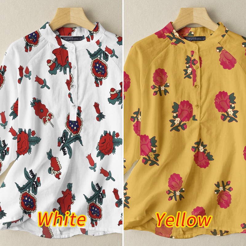 Áo Zanzea tay lửng cổ tròn in họa tiết hoa dành cho nữ