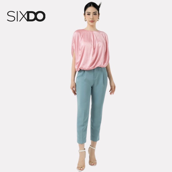 Áo sơ mi hồng ngắn tay vải lụa SIXDO