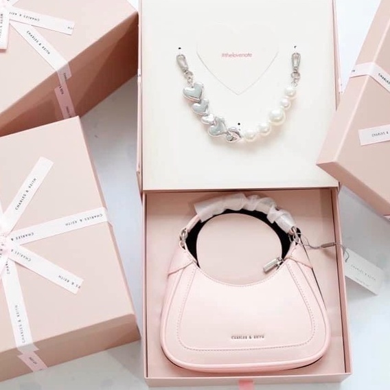 Túi cnk hobo bag dây ngọc Túi ck kẹp nách size 20 full box hồng chuẩn hàng QC nét căng