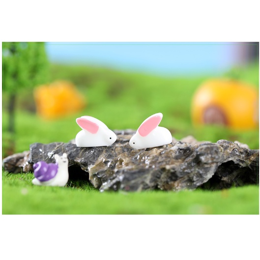 Thỏ mini mô hình trang trí sen đá, terrarium tiểu cảnh