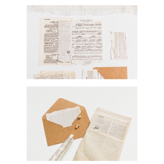 Giấy kraft 57 tờ trang trí journal bullet phong cách cổ điển