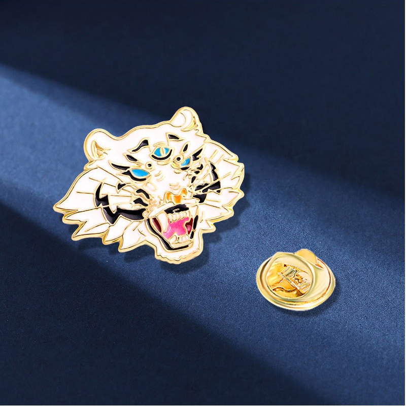 Ghim Cài Áo Hình Đầu Hổ Ba Mắt Sáng Tạo Thời Trang