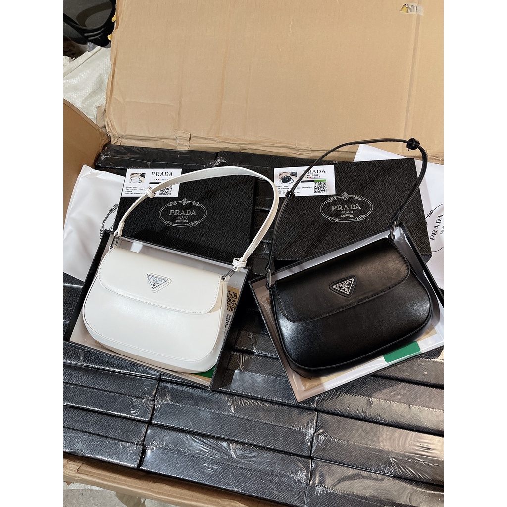 Túi xách nữ, túi prada cleo bầu kẹp nách mới fullbox chất da mềm thiết kế có nắp siêu tiện