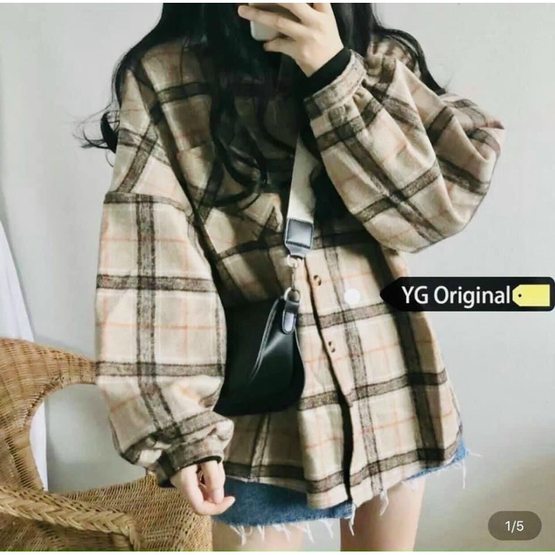 [Mã FASHIONXANH15 giảm 10K đơn 50K] Áo sơ mi kẻ to thụng