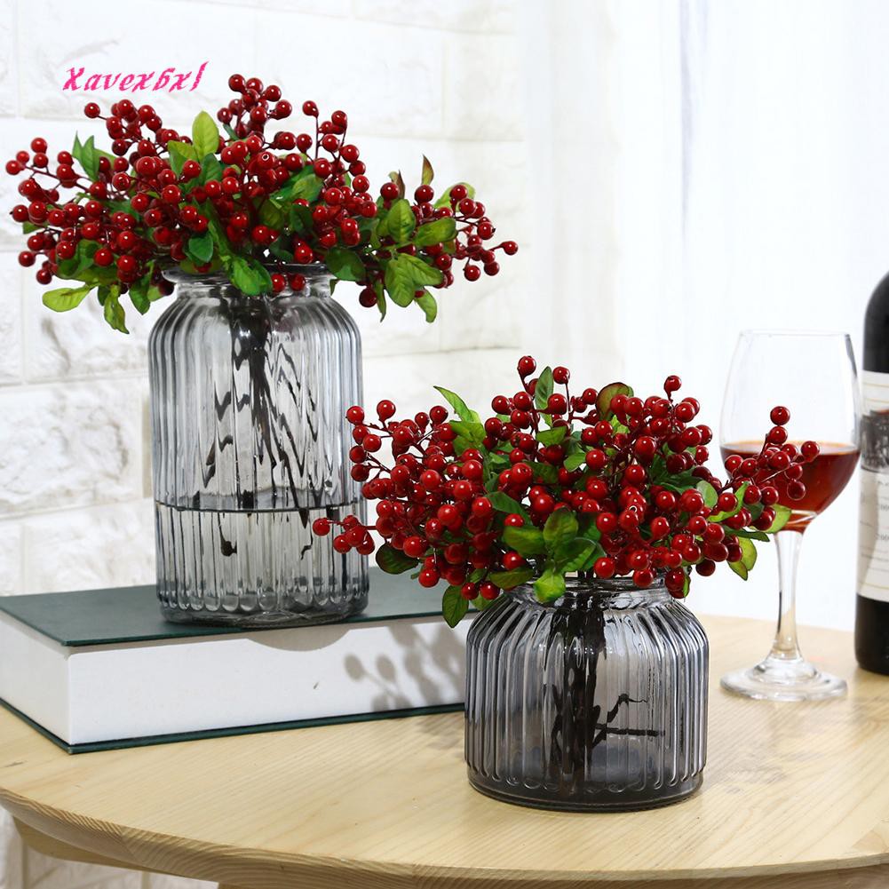 XA_1 Pc Artificial Plastic Fruit Blueberry Green Plant Home Hotel Cafe Decoration