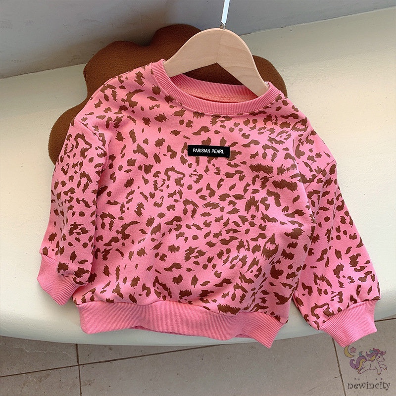 Áo Thun Tay Dài In Họa Tiết Da Báo Thời Trang Mùa Thu Cho Bé Gái