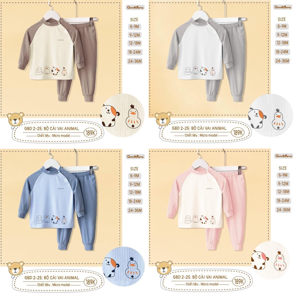 Bộ quần áo dài hãng Goodmama cho bé từ 6 tháng đến 3 tuổi