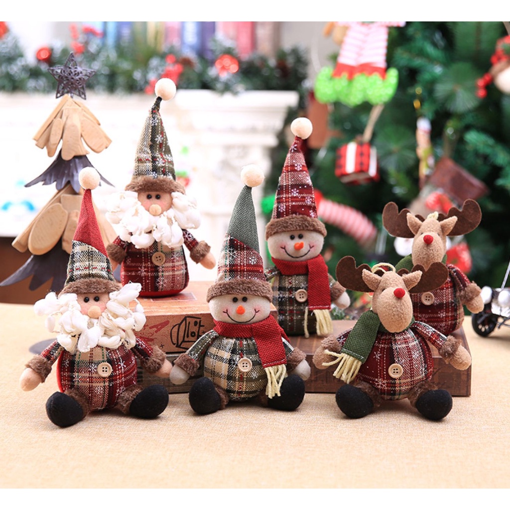 Búp bê hình ông già Noel/người tuyết/tuần lộc dễ thương treo trang trí cho cây thông Giáng Sinh