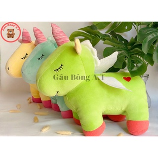 Gấu bông unicorn - thú bông ngựa Pony 1 sừng - kỳ lân chất liệu vải co giãn 4 chiều size 35cm