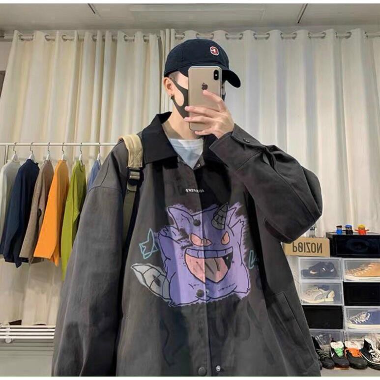 Áo Khoác Kaki nam nữ và cặp đôi LOKI SHOP Chống Nắng Có 3 Màu, Unisex Form Rộng in hình Poke Jacket Ulzzang | BigBuy360 - bigbuy360.vn