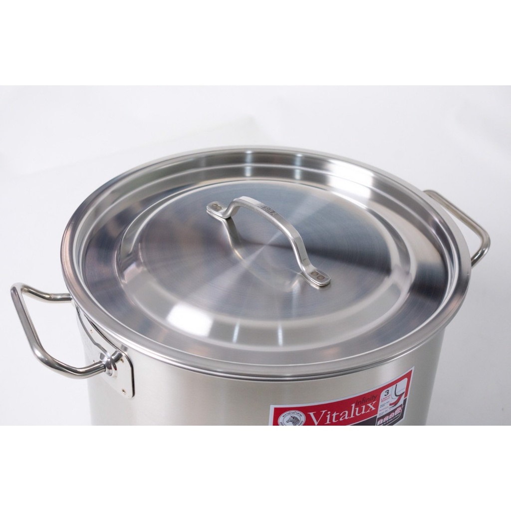 Nồi hầm Inox  zebra Thái Lan Vitalux Infinity 3 đáy nắp Inox 24x15cm 6.5L - 171344