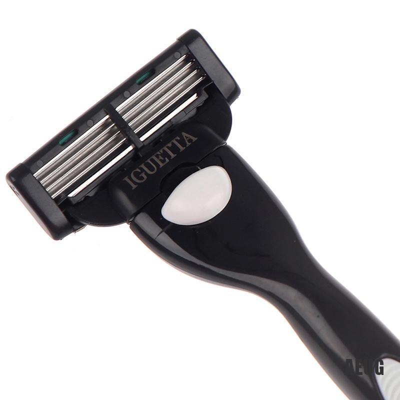 [AIU]  1 Shaver Handle+2 4-Layer Blades Men Safety Hand Beard Razor Blade Shaving