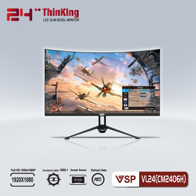 Màn hình cong 24inch Cuver LED Monitor VSP VL24(CM2406H) Full HD - VA/75Hz/1500R | BẢO HÀNH 2 NĂM